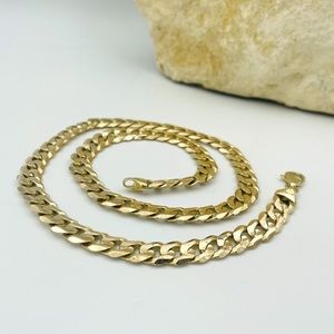 14K Gold Heavy 10mm Cuban Link Chain Necklace 22"L